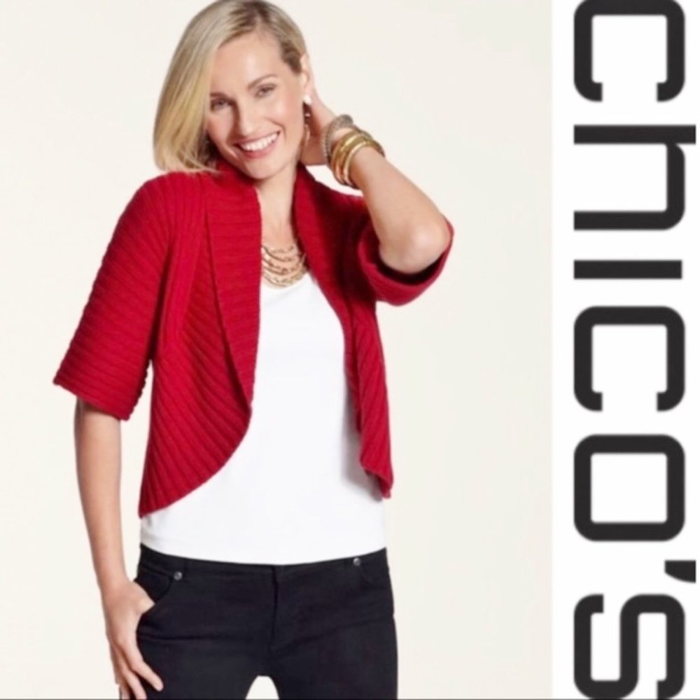 Chico's Red Shelia Cardigan NEW